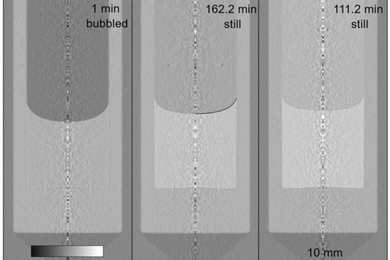 Tomographic reconstructions of the titanium cell high pressure with the liquid body of deuterated n-decane and methane phase for 1 bar 